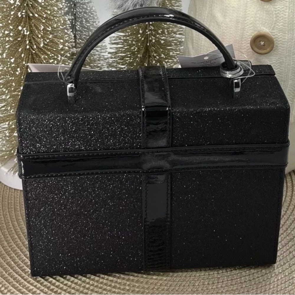 Kate Spade Black Glitter Wrapping Party Satchel | Crossbody Bow Purse | NWT - Picture 7 of 12